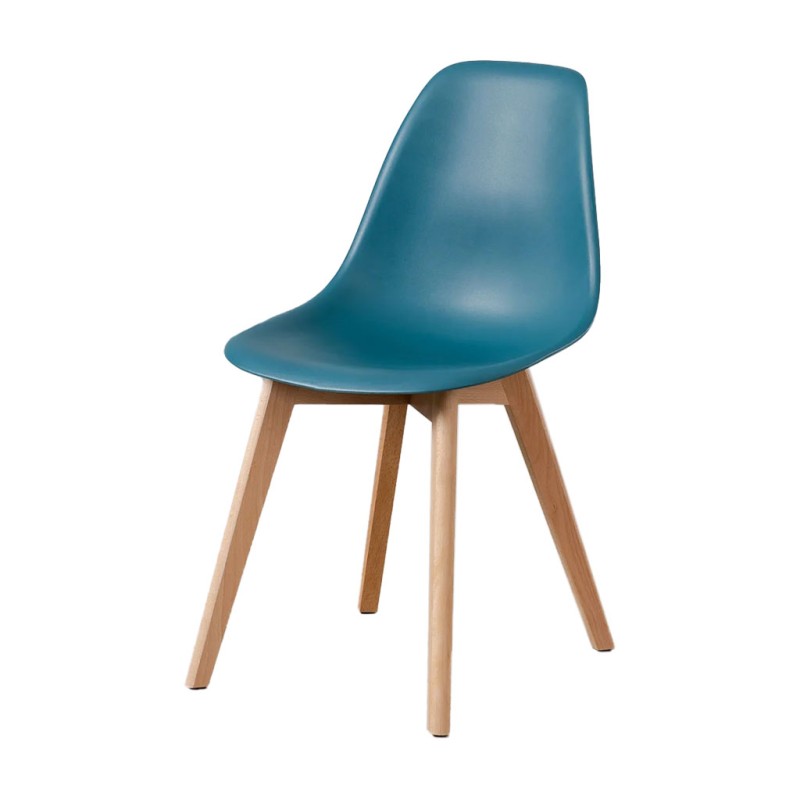 ORION91 Silla ARA Color Azul Petróleo y Patas Haya 46x55x83 cm Comedor Oficina Salón Teletrabajo Cocina – SpazioLuzio