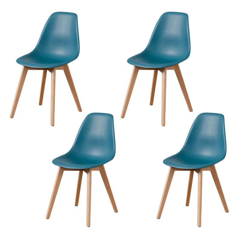 ORION91 Silla ARA Color Azul Petróleo y Patas Haya 46x55x83 cm Comedor Oficina Salón Teletrabajo Cocina – SpazioLuzio