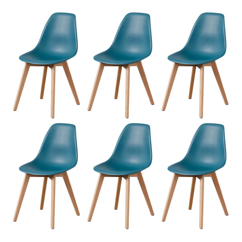 ORION91 Silla ARA Color Azul Petróleo y Patas Haya 46x55x83 cm Comedor Oficina Salón Teletrabajo Cocina – SpazioLuzio