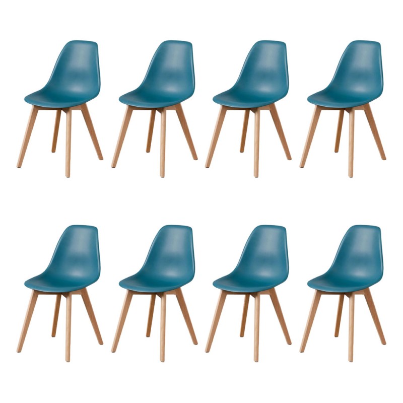ORION91 Silla ARA Color Azul Petróleo y Patas Haya 46x55x83 cm Comedor Oficina Salón Teletrabajo Cocina – SpazioLuzio