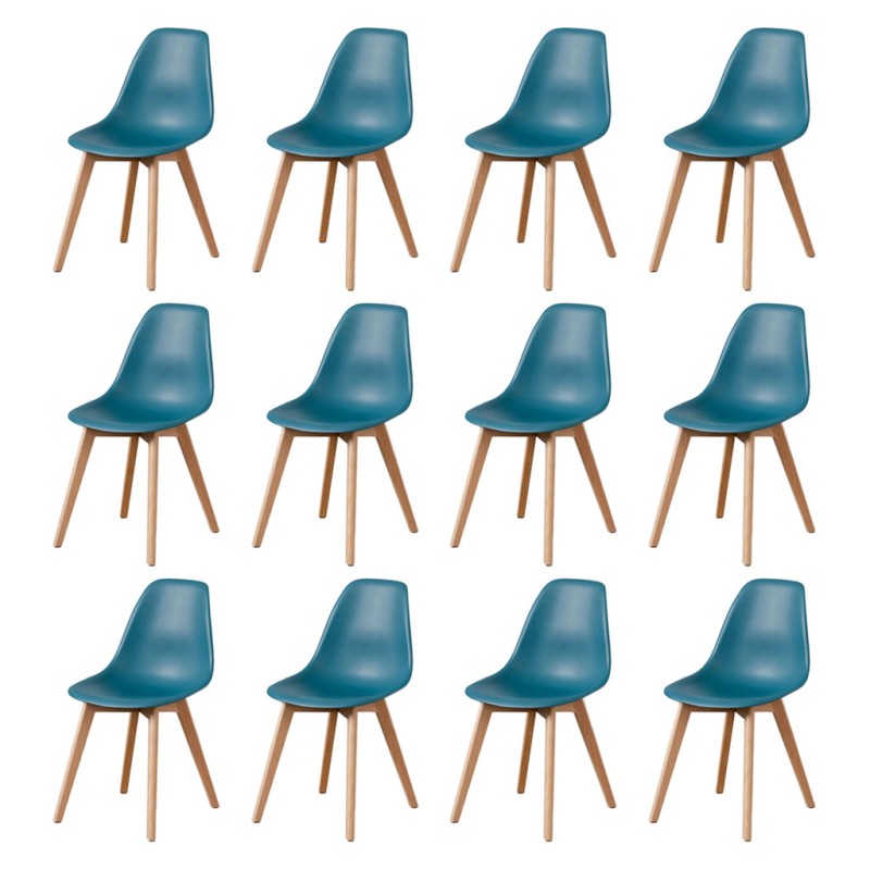ORION91 Silla ARA Color Azul Petróleo y Patas Haya 46x55x83 cm Comedor Oficina Salón Teletrabajo Cocina – SpazioLuzio