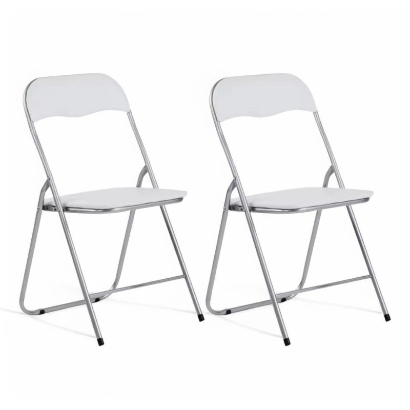 ORION91 Silla AQUILA Plegable Acolchada Piel Sintética y Estructura Metálica - Color BLANCO 39 x 44 x 78 cm - SpazioLuzio