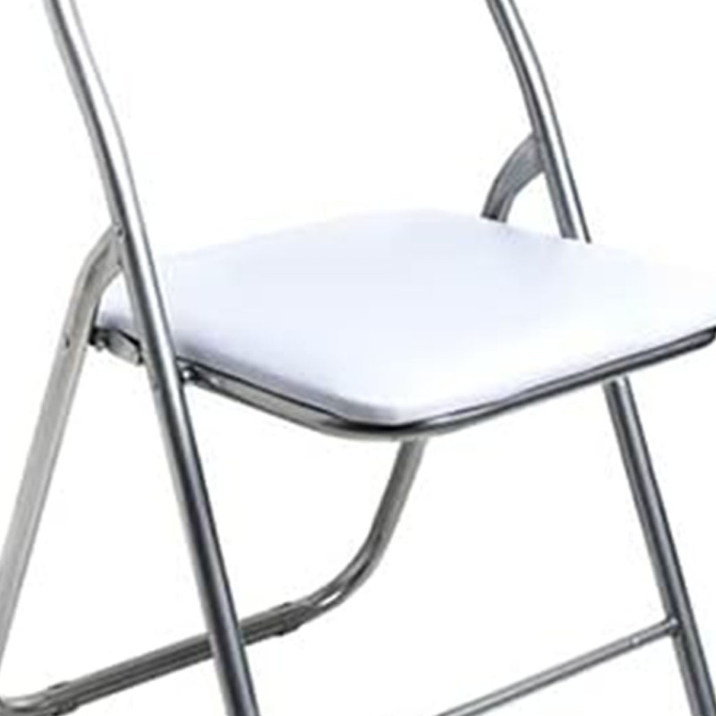 ORION91 Silla AQUILA Plegable Acolchada Piel Sintética y Estructura Metálica - Color BLANCO 39 x 44 x 78 cm - SpazioLuzio