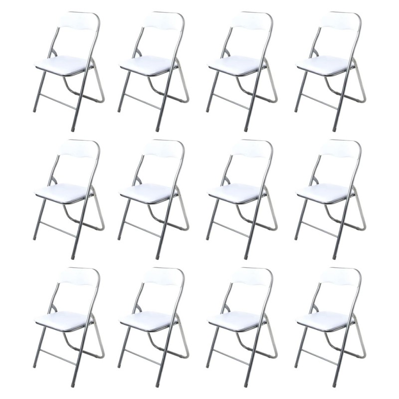 ORION91 Silla AQUILA Plegable Acolchada Piel Sintética y Estructura Metálica - Color BLANCO 39 x 44 x 78 cm - SpazioLuzio