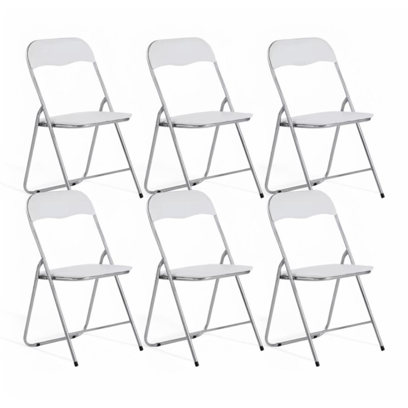 ORION91 Silla AQUILA Plegable Acolchada Piel Sintética y Estructura Metálica - Color BLANCO 39 x 44 x 78 cm - SpazioLuzio