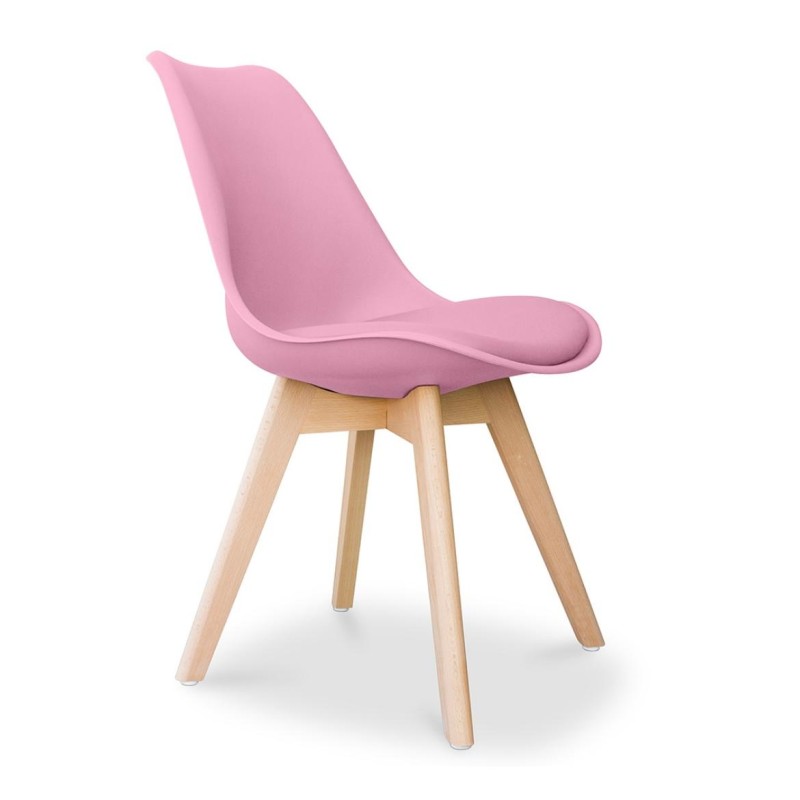 ORION91 Silla SIRIO Color Rosa Avellana Asiento Acolchado Piel Sintética y Patas Haya 54x81x48cm Comedor Oficina Salón Teletraba