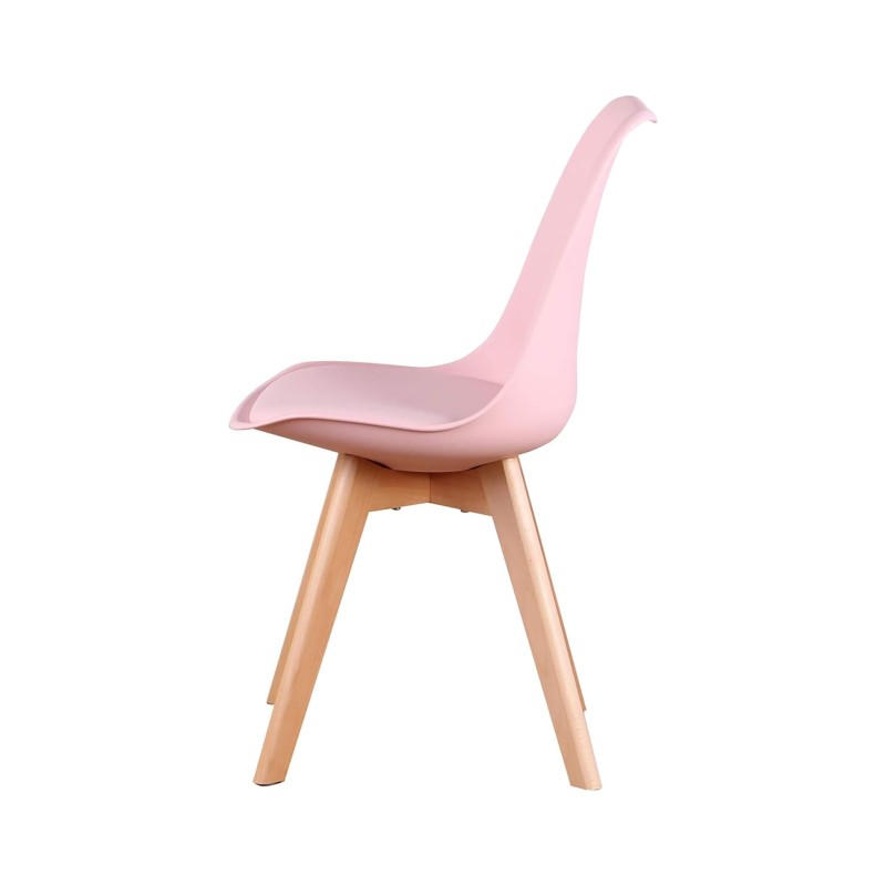 ORION91 Silla SIRIO Color Rosa Avellana Asiento Acolchado Piel Sintética y Patas Haya 54x81x48cm Comedor Oficina Salón Teletraba