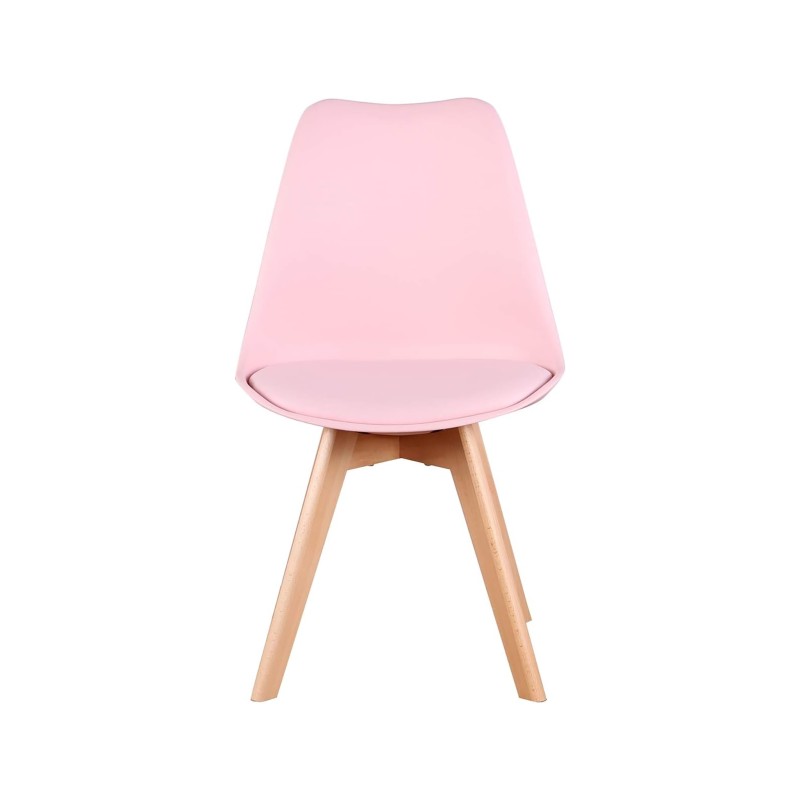 ORION91 Silla SIRIO Color Rosa Avellana Asiento Acolchado Piel Sintética y Patas Haya 54x81x48cm Comedor Oficina Salón Teletraba