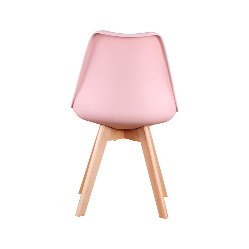 ORION91 Silla SIRIO Color Rosa Avellana Asiento Acolchado Piel Sintética y Patas Haya 54x81x48cm Comedor Oficina Salón Teletraba