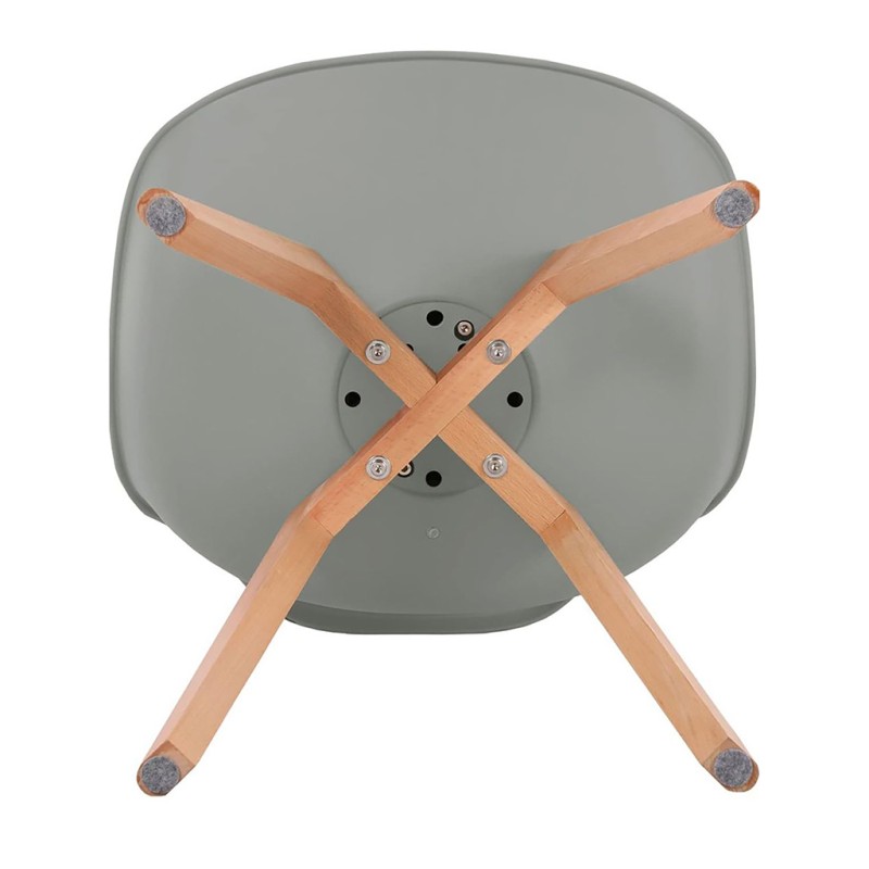 ORION91 Silla SIRIO Color Gris Claro Asiento Acolchado Piel Sintética y Patas Haya 54x81x48cm Comedor Oficina Salón Teletrabajo 