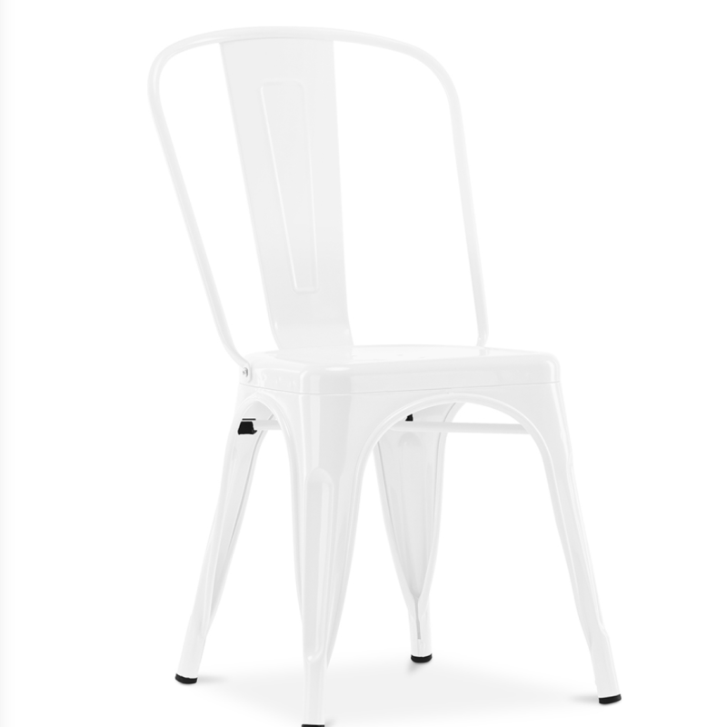 ORION91 Silla Acero BETA Blanco Satinado Apilable (84x45,5x52 cm) Estilo Industrial Convertible a Taburete Antideslizante Comedo