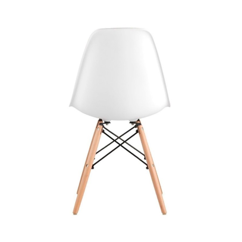 Conjunto de Comedor Orion91, Mesa Rectangular, 110x70x74 cm + 4 Sillas PVC Blanco y Patas de Madera, Ideal para Salón, Oficina, 