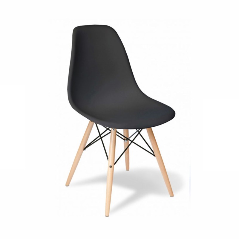 ORION91 Conjunto Mesa 110x70x74cm + 4 Sillas ORION91 Polipropileno Color Negro 🖤 y Patas en Madera Haya 46,5 x 48 x 82 cm Comedo