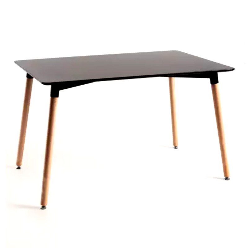 ORION91 Conjunto Mesa 110x70x74cm + 4 Sillas ORION91 Polipropileno Color Negro 🖤 y Patas en Madera Haya 46,5 x 48 x 82 cm Comedo