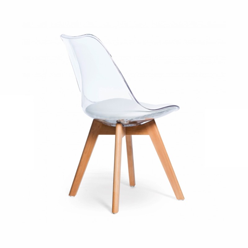 ORION91 Silla DRACO (VARIOS COLORES) Acolchado Piel Sintética Blanco y Patas Haya 54x81x48cm Comedor Oficina Salón Teletrabajo C