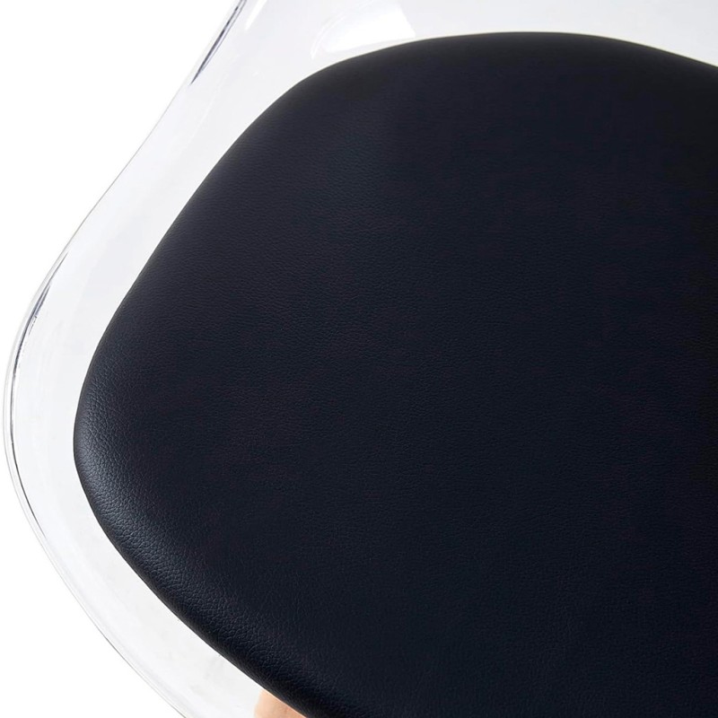 ORION91 Silla DRACO (VARIOS COLORES) Acolchado Piel Sintética Negro y Patas Haya 54x81x48cm Comedor Oficina Salón Teletrabajo Co