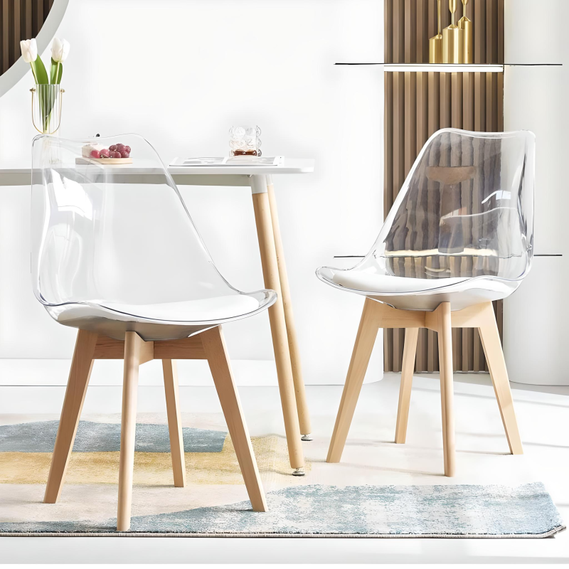 ORION91 Silla DRACO (VARIOS COLORES) Acolchado Piel Sintética Negro y Patas Haya 54x81x48cm Comedor Oficina Salón Teletrabajo Co