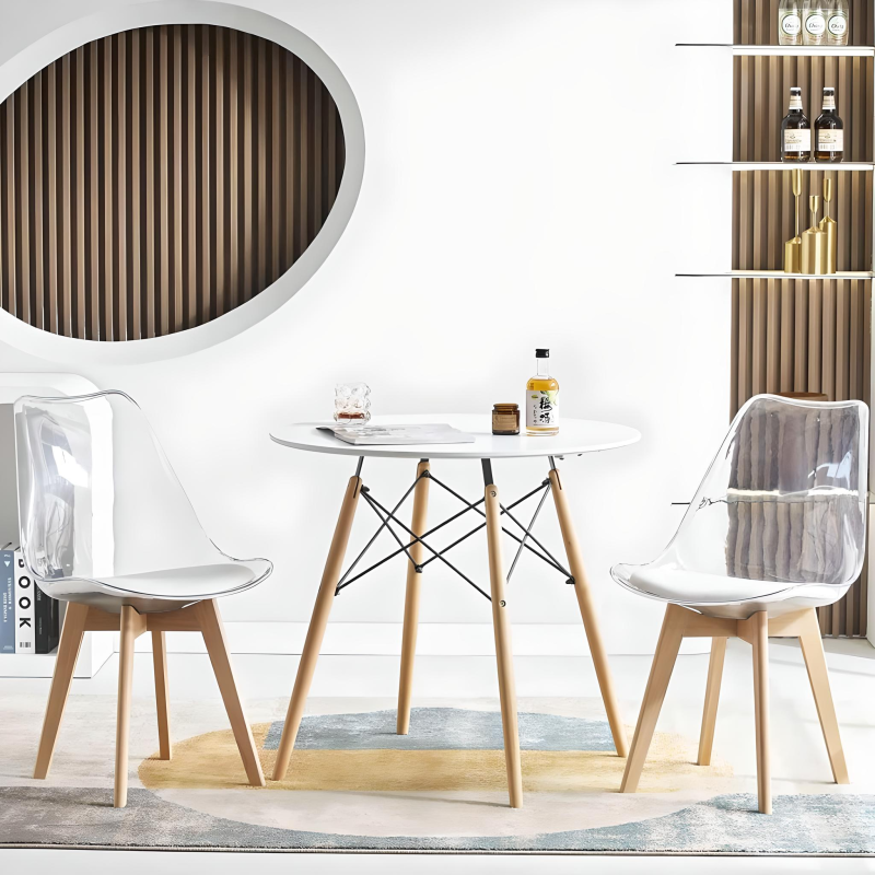 ORION91 Silla DRACO (VARIOS COLORES) Acolchado Piel Sintética Negro y Patas Haya 54x81x48cm Comedor Oficina Salón Teletrabajo Co