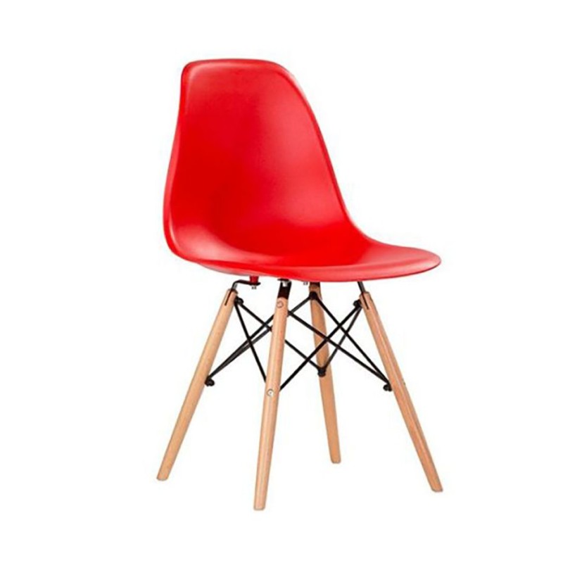 ORION91oficial® - Silla de Comedor, O91, Polipropileno Color Rojo y Patas en Madera Haya 46,5 x 48 x 82 cm, Hostelería-Bar-Resta