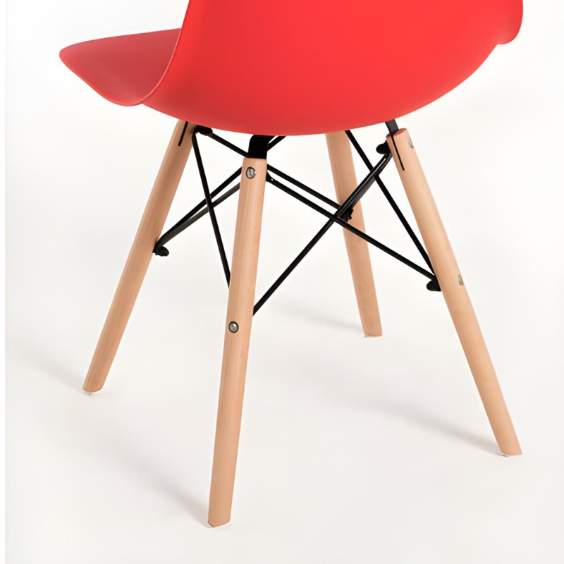 ORION91oficial® - Silla de Comedor, O91, Polipropileno Color Rojo y Patas en Madera Haya 46,5 x 48 x 82 cm, Hostelería-Bar-Resta