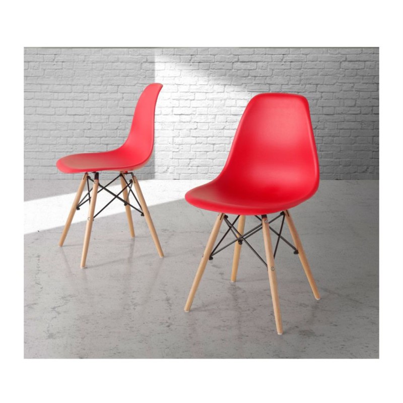 ORION91oficial® - Silla de Comedor, O91, Polipropileno Color Rojo y Patas en Madera Haya 46,5 x 48 x 82 cm, Hostelería-Bar-Resta