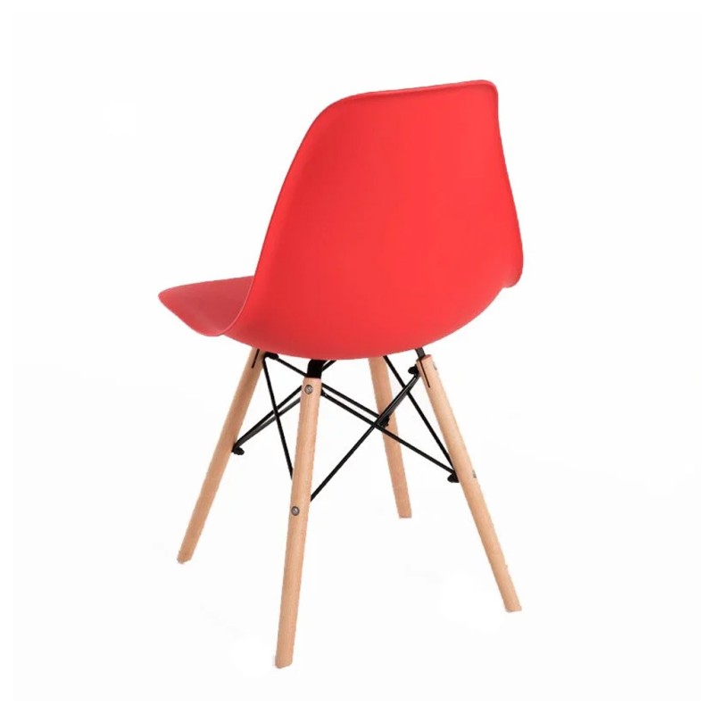 ORION91oficial® - Silla de Comedor, O91, Polipropileno Color Rojo y Patas en Madera Haya 46,5 x 48 x 82 cm, Hostelería-Bar-Resta