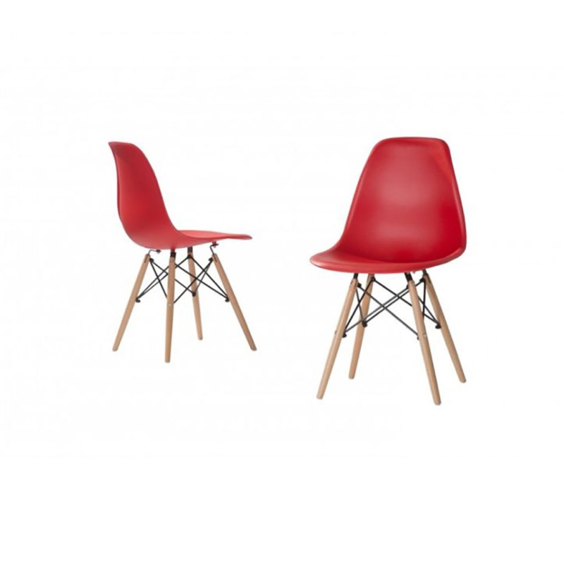 ORION91oficial® - Silla de Comedor, O91, Polipropileno Color Rojo y Patas en Madera Haya 46,5 x 48 x 82 cm, Hostelería-Bar-Resta