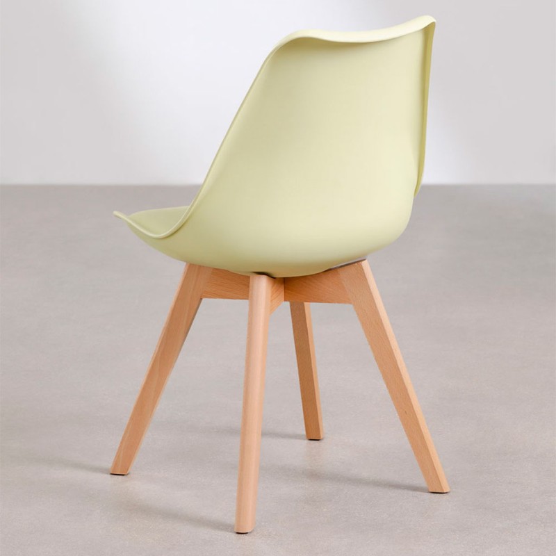 ORION91 Silla SIRIO Color (VARIOS COLORES) Limón Asiento Acolchado Piel Sintética y Patas Haya 54x81x48cm Comedor Oficina Salón 