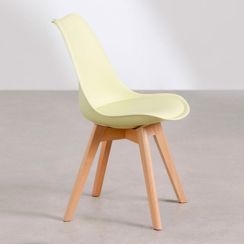 ORION91 Silla SIRIO Color (VARIOS COLORES) Limón Asiento Acolchado Piel Sintética y Patas Haya 54x81x48cm Comedor Oficina Salón 