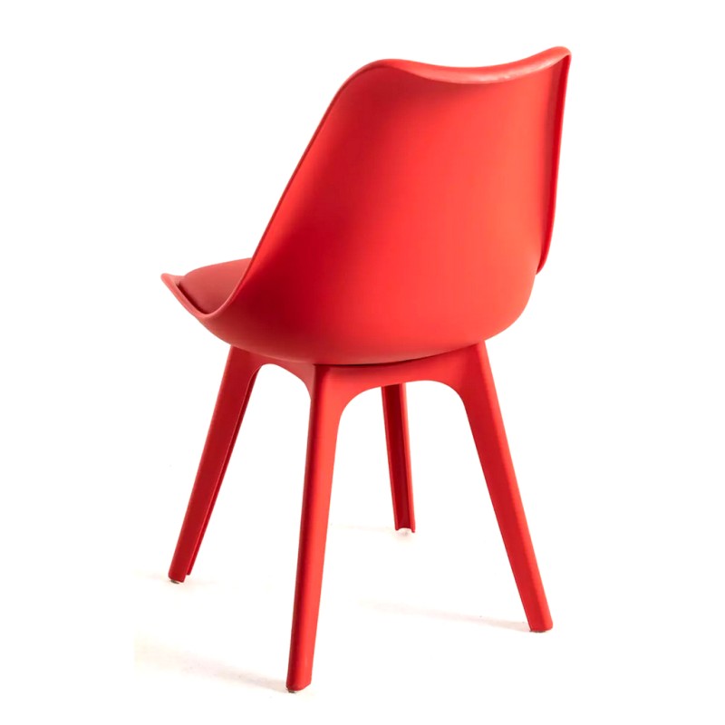 ORION91 Silla BOREAL Asiento Acolchado Piel Sintética y Patas Color Rojo 48x43x82cm Comedor Oficina Salón Teletrabajo Cocina - S
