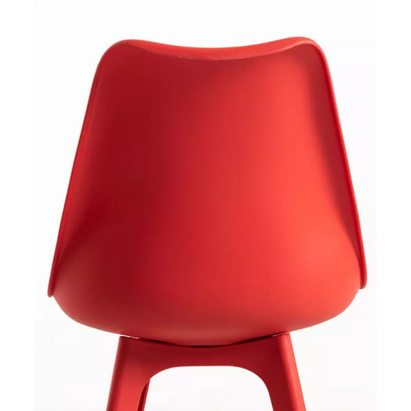 ORION91 Silla BOREAL Asiento Acolchado Piel Sintética y Patas Color Rojo 48x43x82cm Comedor Oficina Salón Teletrabajo Cocina - S