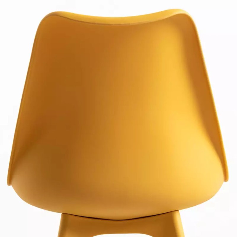 ORION91 Silla BOREAL Asiento Acolchado Piel Sintética y Patas Color Amarillo Curry 48x43x82cm Comedor Oficina Salón Teletrabajo 