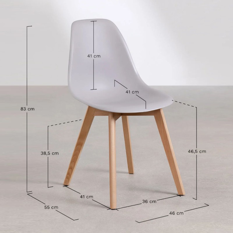 ORION91 Silla ARA y Patas Haya 46x55x83 cm Comedor Oficina Salón Teletrabajo Cocina - SpazioLuzio