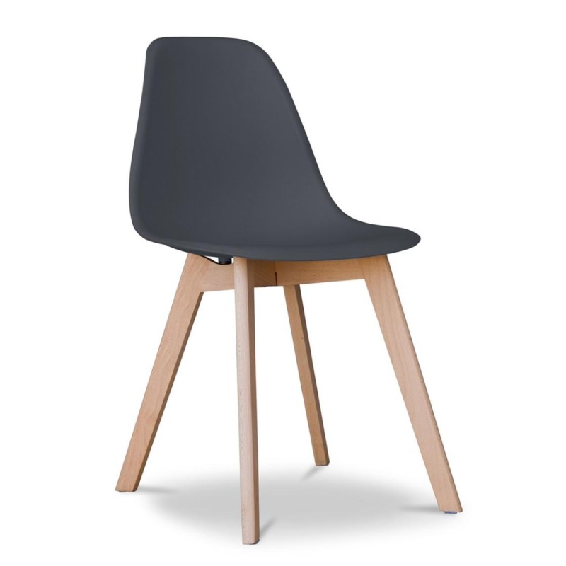 ORION91 Silla ARA Color Gris Antracita y Patas Haya 46x55x83 cm Comedor Oficina Salón Teletrabajo Cocina - SpazioLuzio