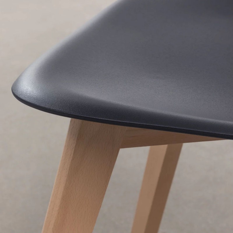 ORION91 Silla ARA Color Gris Antracita y Patas Haya 46x55x83 cm Comedor Oficina Salón Teletrabajo Cocina - SpazioLuzio