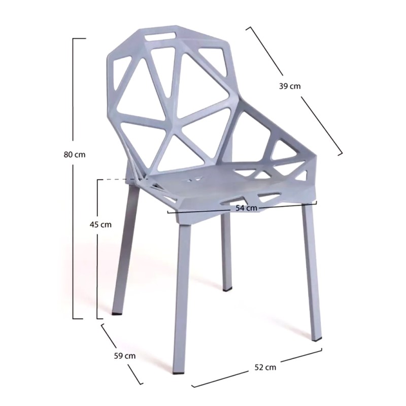 ORION91 Silla ELECTRA Color Gris Acero y Polipropileno 54x59x80cm Comedor Oficina Salón Teletrabajo Cocina - SpazioLuzio