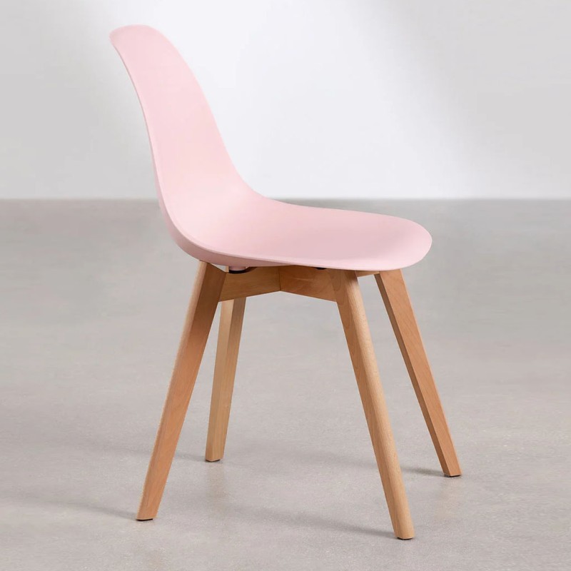 ORION91 Silla ARA Color Rosa Chicle y Patas Haya 46x55x83 cm Comedor Oficina Salón Teletrabajo Cocina - SpazioLuzio