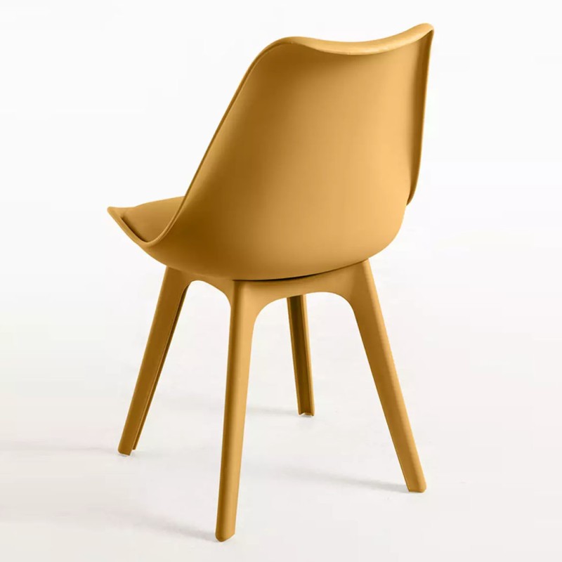 ORION91 Silla BOREAL Asiento Acolchado Piel Sintética y Patas Color Mostaza 48x43x82cm Comedor Oficina Salón Teletrabajo Cocina 