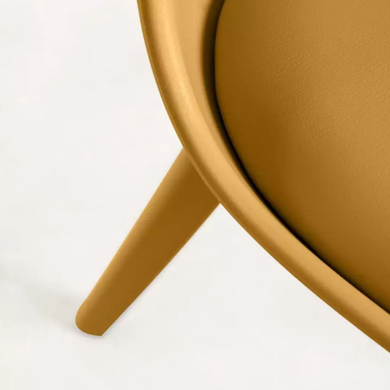 ORION91 Silla BOREAL Asiento Acolchado Piel Sintética y Patas Color Mostaza 48x43x82cm Comedor Oficina Salón Teletrabajo Cocina 