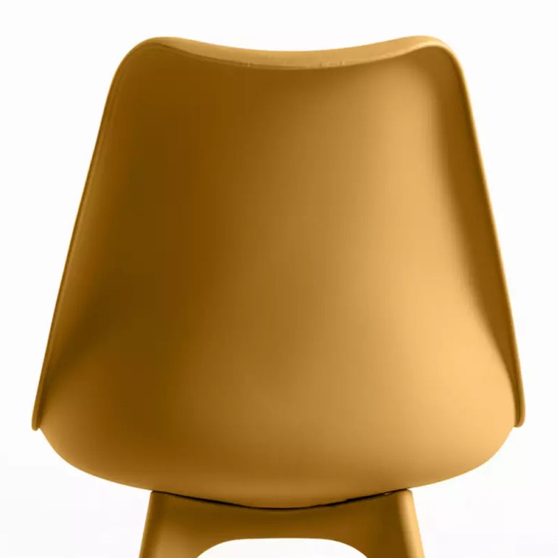ORION91 Silla BOREAL Asiento Acolchado Piel Sintética y Patas Color Mostaza 48x43x82cm Comedor Oficina Salón Teletrabajo Cocina 