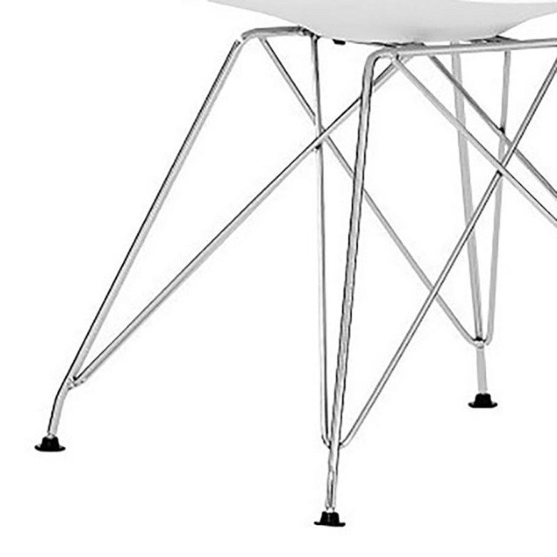 ORION91 Silla VEGA Estructura Cromada Asiento Acolchado Piel Sintética Color Blanco – 48 x 41 x 82 cm Comedor Oficina Salón Tele