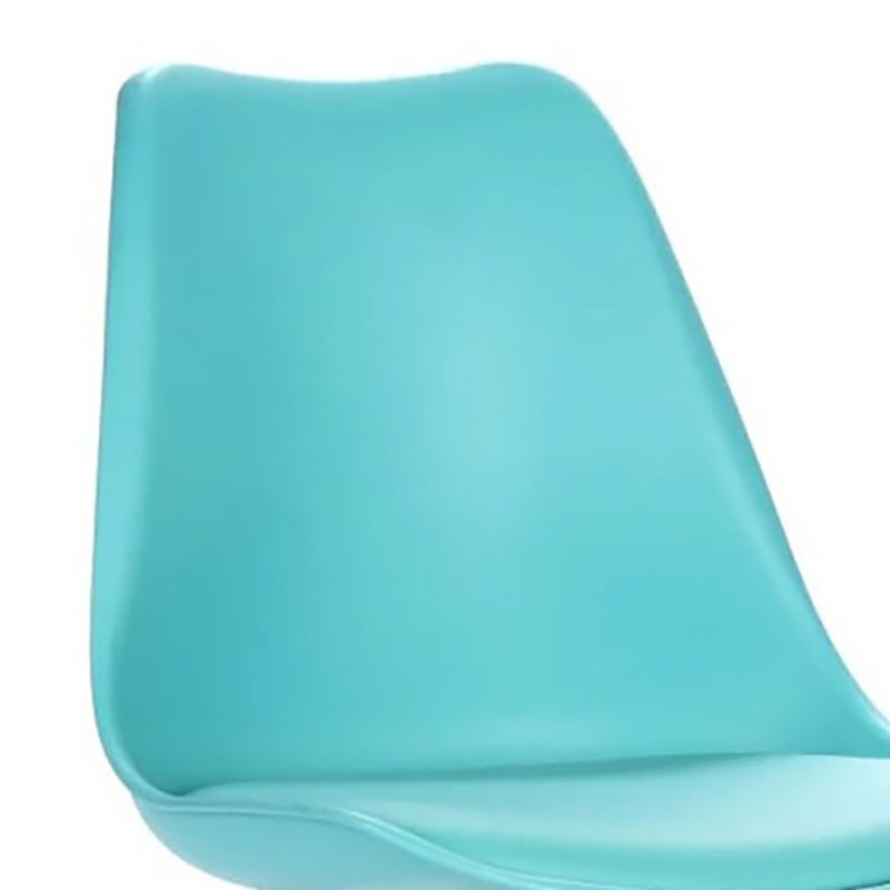 ORION91 Silla SIRIO Color Aguamarina Asiento Acolchado Piel Sintética y Patas Haya 54x81x48cm Comedor Oficina Salón Teletrabajo 