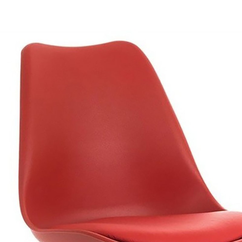 ORION91 Silla SIRIO Color Rojo Asiento Acolchado Piel Sintética y Patas Haya 54x81x48cm Comedor Oficina Salón Teletrabajo Cocina