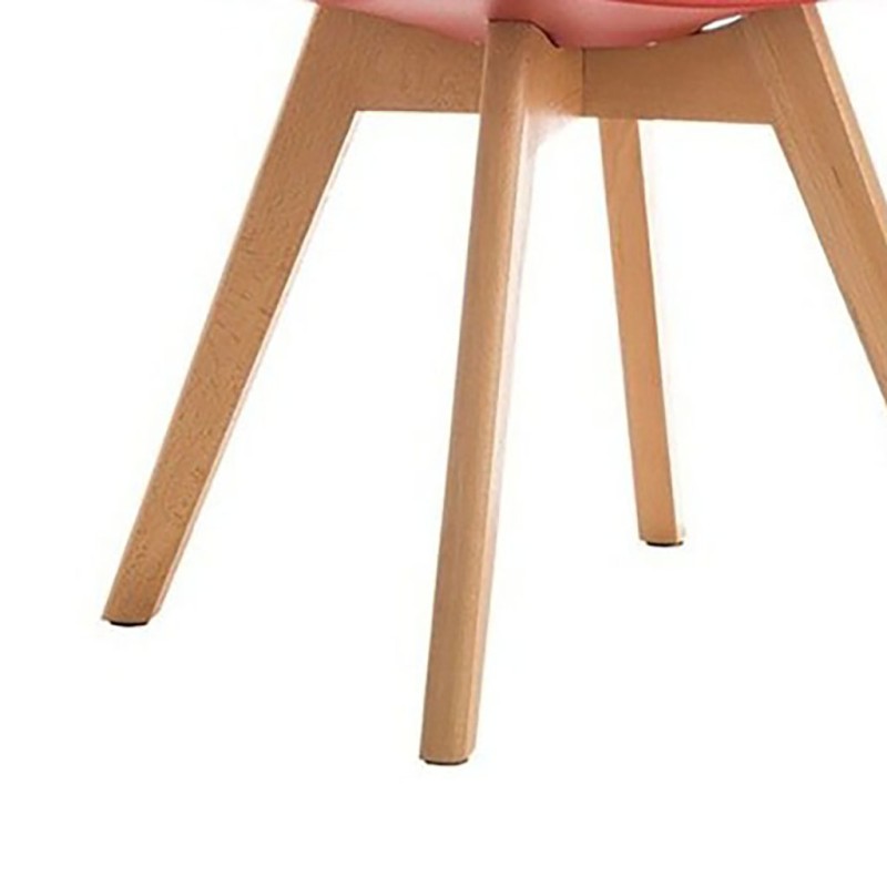 ORION91 Silla SIRIO Color Rojo Asiento Acolchado Piel Sintética y Patas Haya 54x81x48cm Comedor Oficina Salón Teletrabajo Cocina