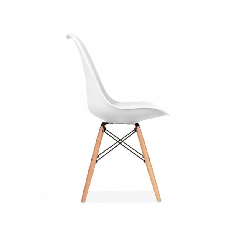 ORION91 Silla ATRIA Color Blanco Asiento Acolchado Piel Sintética y Patas Haya 49x84x52,5cm Comedor Oficina Salón Teletrabajo Co