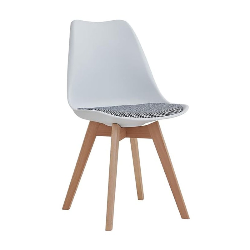ORION91 Silla LYRA Cojín Acolchado de Lino, Sillas para Cocina, Oficina, Sala de Estar – Color BLANCO 40 x 49 x 82 cm - SpazioLu