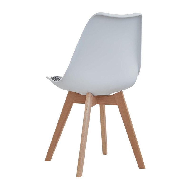 ORION91 Silla LYRA Cojín Acolchado de Lino, Sillas para Cocina, Oficina, Sala de Estar – Color BLANCO 40 x 49 x 82 cm - SpazioLu