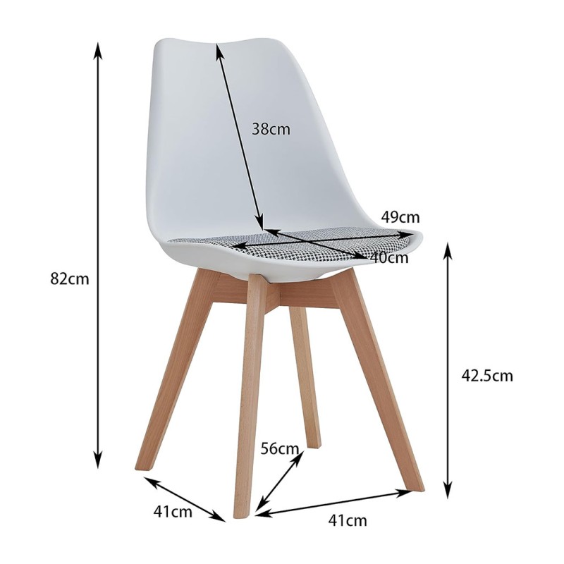 ORION91 Silla LYRA Cojín Acolchado de Lino, Sillas para Cocina, Oficina, Sala de Estar – Color BLANCO 40 x 49 x 82 cm - SpazioLu