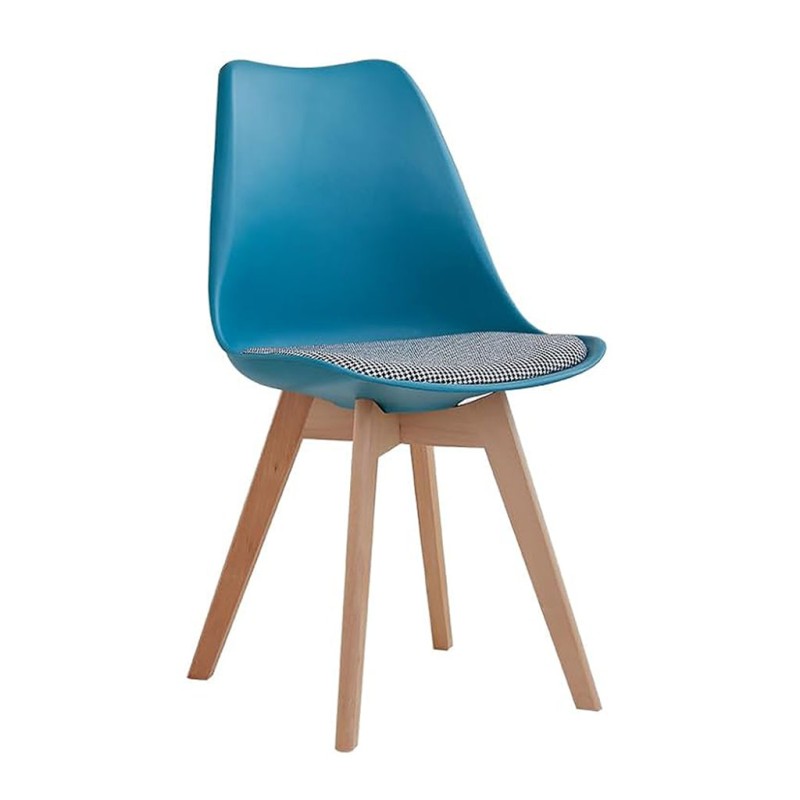 ORION91 Silla LYRA Cojín Acolchado de Lino, Sillas para Cocina, Oficina, Sala de Estar – Color TURQUESA 40 x 49 x 82 cm - Spazio