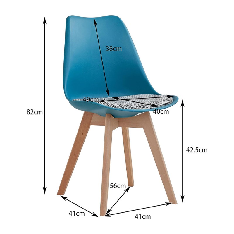 ORION91 Silla LYRA Cojín Acolchado de Lino, Sillas para Cocina, Oficina, Sala de Estar – Color TURQUESA 40 x 49 x 82 cm - Spazio